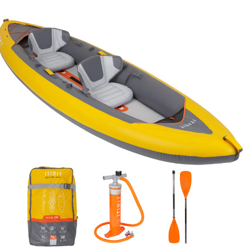 Kayak insuflável de passeio fundo alta pressão DROP STITCH X100 + 2 Lugares